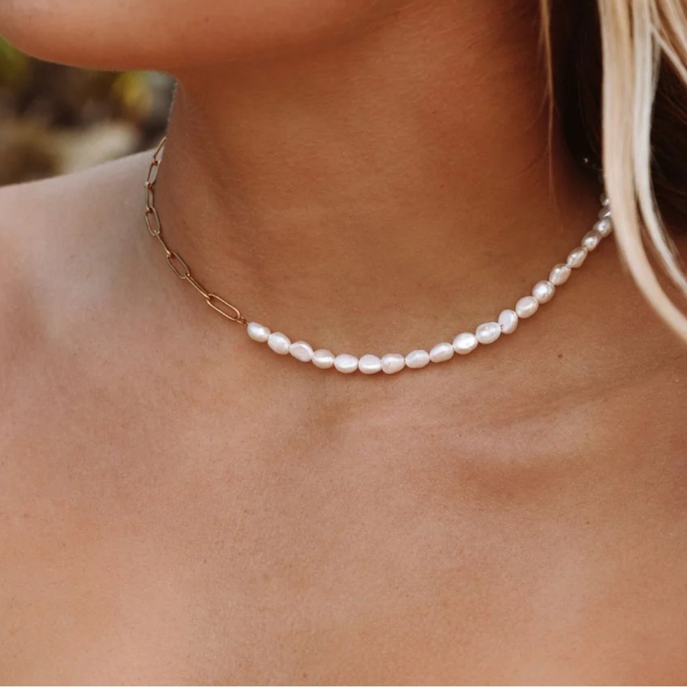 Atolea Mykonos Freshwater Pearl Choker Necklace - Picture 3 of 7